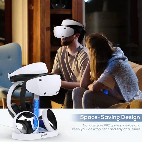 Vista 8 de Estación de carga para PS VR2 con luz RGB, soporte de carga vertical GORIXER para PSVR2, accesorios de pantalla de auriculares para Playstation VR2