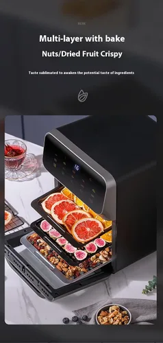 Vista 5 de Freidora de aire digital con pantalla LED, horno de encimera de cocina multifunción, control táctil inteligente