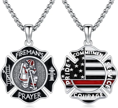 Vista 38 de Collar de amuleto de medalla de San Patrono de plata/oro de 14 39A-St Peregrino-Plata