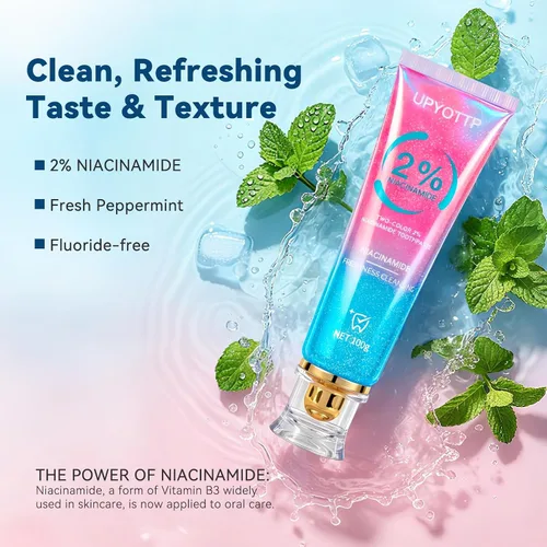Vista 3 de Pasta dental blanqueadora de niacinamida, pasta dental blanqueadora intensiva de niacinamida, aliento fresco, mejora la salud de las encías, sin