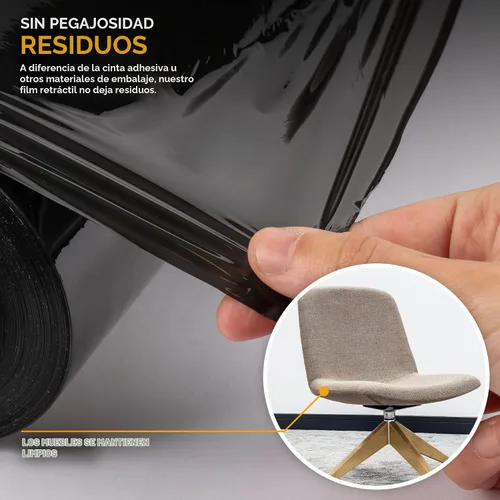Vista 5 de Modern Innovations Rollo de envoltura elástica negro de 15 pulgadas con asas (1 rollo de 1000 pies), envoltura retráctil resistente para mudanzas