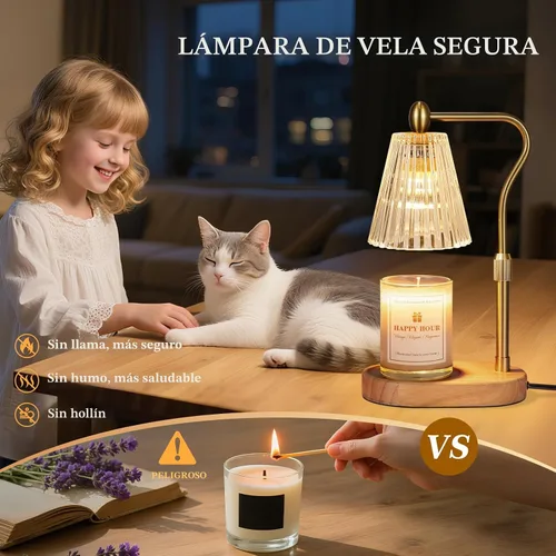 Vista 2 de Imenlox Lámpara calentadora de velas, con temporizador y regulador, altura ajustable, regalos del día de la madre para mamá, regalos de cumpleaños