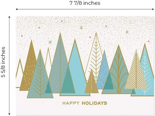 Vista 6 de Canopy Street Masterpiece Árboles contemporáneos con papel de oro para tarjetas festivas / 15 tarjetas de Navidad modernas en caja con sobres