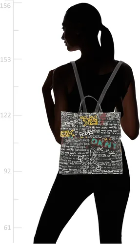 Vista 8 de DKNY Mochila de moda multiusos para mujer, Grafiti negro icónico Tilly