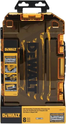 Vista 6 de DEWALT Tough Box 8 PC SAE Juego de llaves combinadas de trinquete