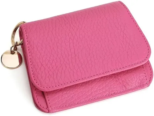 Vista 18 de Mudono - Billetera pequeña para mujer con bloqueo RFID, de cuero genuino, tarjetero, billetera delgada de tres pliegues con bolsillo con cremallera