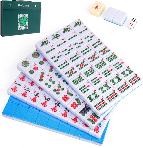 Vista 8 de Pycoal 146PCS Mahjong chino tradicional sistema, 1.4 '' melamina Mahjong Verde