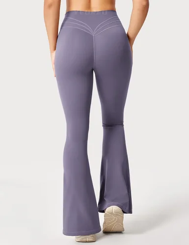 Vista 4 de YEOREO Leggings acampanados para mujer, pantalones de yoga Lynnie Bell Bottom de cintura alta, control de abdomen, leggings de entrenamiento