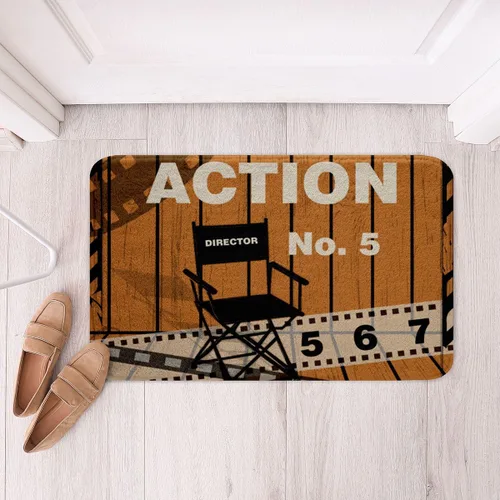 Vista 15 de Homewish Theater Cinema Poster Bathroom Rugs,Retro Movie Non Slip Bath Mat Popcorn Bathroom Indoor Floor Mats,Movie Night Shaggy Absorbent Bathtub