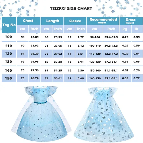 Vista 6 de Elsa - Vestidos de princesa para niñas, fiesta de cumpleaños con accesorios de 3 a 8 años