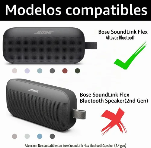 Vista 2 de co2CREA Funda de silicona suave de repuesto para altavoz portátil Bose SoundLink Flex Bluetooth (funda de silicona, funda negra)