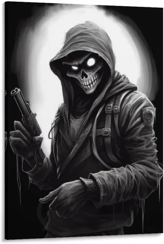Vista 44 de HHGaoArt Lienzo gótico para pared, póster de fantasmas de Halloween, imagen espeluznante en lienzo