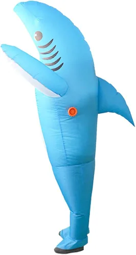 Vista 6 de Disfraz inflable de tiburón para adultos, disfraz inflable de tiburón para hombres, divertido