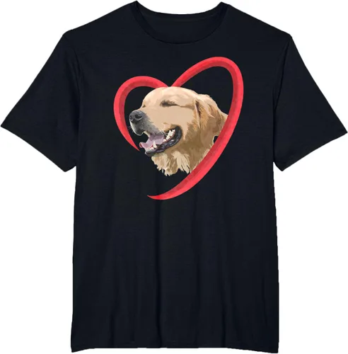 Vista 32 de Golden Retriever Corazón, regalo para ella, camiseta del día de San Valentín, Negro