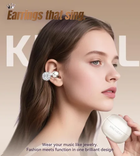 Vista 2 de King Lucky i121 Auriculares Inalámbricos Bluetooth de Oreja Abierta con Clip, con Micrófono, Cancelación de Ruido, Resistente al Agua IPX4