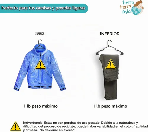 Vista 5 de Perchas delgadas ecológicas para ropa ligera (máximo 1 libra) hechas de plástico 100% reciclado (negro/gris, paquete de 20)