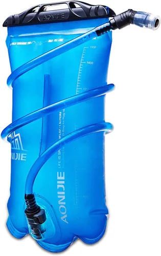 Vista 9 de AONIJIE Bolsa de agua plegable de hidratación a prueba de fugas, depósito de agua para senderismo, mochilero, correr, ciclismo (1.5L-PEVA)