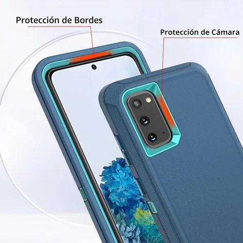 Vista 4 de Jshru Funda para Galaxy S20, funda de teléfono protectora resistente de grado militar, a prueba de golpes, a prueba de caídas/polvo, 3 capas, funda