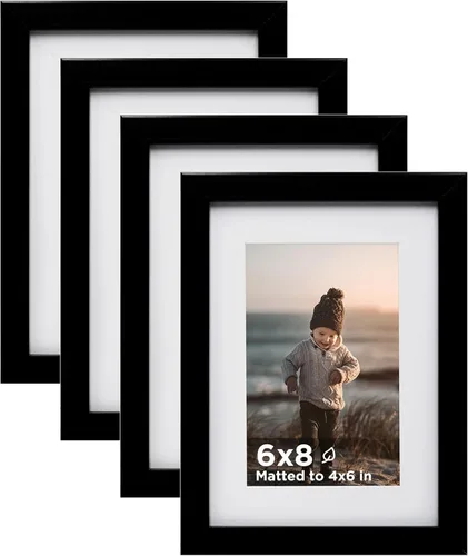 Vista 71 de KINLINK Marco de Fotos A3 Negro Juego de 4, Marcos de Fotos de Madera con Paspartú A4 con Plexiglás para A4 con Paspartú o A3 sin Paspartú