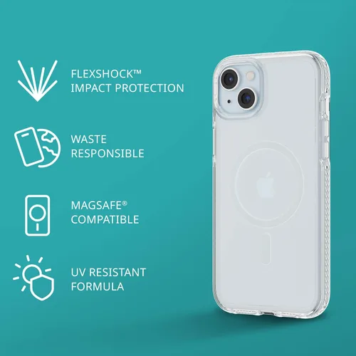Vista 3 de Tech21 Evo Crystal - Funda de protección contra impactos compatible con MagSafe para iPhone 15 Plus, color azul