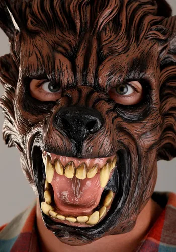 Vista 3 de FUN Costumes Máscara de lobo marrón para adultos