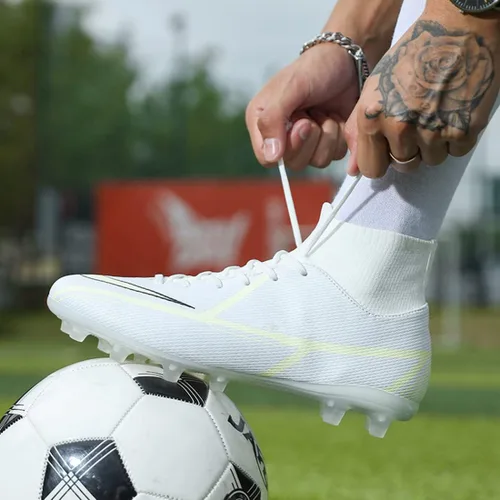 Vista 5 de Botas de fútbol para hombre, zapatos de fútbol AG Hightop, zapatos de fútbol cómodos para interiores y exteriores