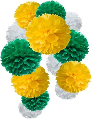 Vista 7 de Pompones de papel negro para fiestas (12 unidades)