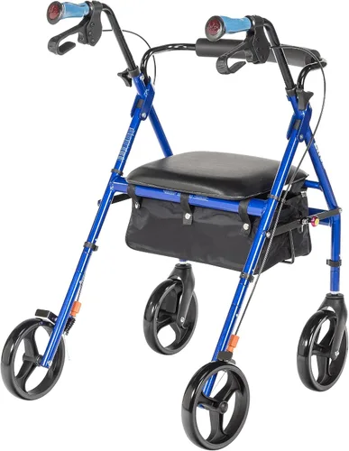 Vista 4 de Hugo Elite Andador con ruedas y asiento, 700-959E, Azul, 1, 1 El andador con ruedas cuenta con un cómodo asiento y cesta para almacenamiento