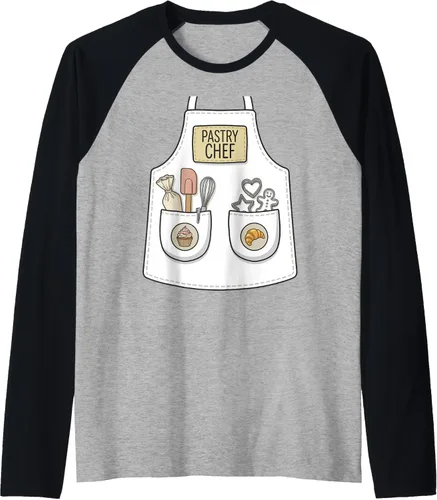Vista 14 de Pastry Chef Funny Baker Baking Patisserie Apron Costume Raglan Baseball Tee