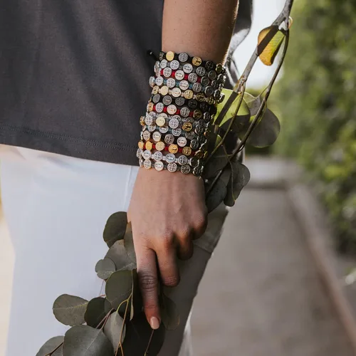 Vista 3 de Pulsera de bendición tejida a mano con abalorios de metal benedictino metal común Plateado BBS-101