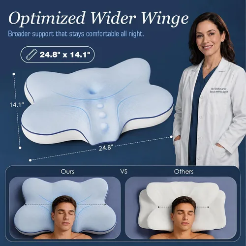 Vista 2 de Almohada cervical ultra refrescante para dormir de lado, 2 alturas 5.31 Azul
