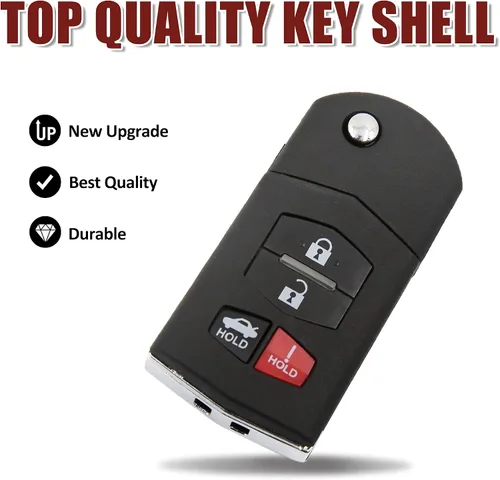 Vista 8 de uxcell Nuevo Smart Remote Flip Key Fob Shell Case 4 Botón para Mazda 3 5 RX-8 CX-7 CX-9 2007-2010