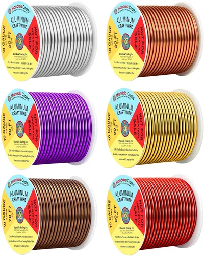 Vista 131 de Mandala Crafts - Alambre de aluminio anodizado de calibre 22 para hacer joyas - 137.2 m de alambre flexible surtido y coloreado - Doble para bonsái