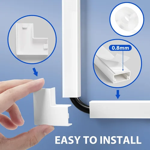 Vista 4 de Kit de Pared para Cubierta de Cable, Ocultador de Cables de TV para Cable de 1 Pulgada de Grosor, 157 Pulgadas de Cubiertas de Cable para Cables