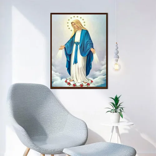 Vista 3 de UPABLUNSO Pintura de diamantes 5D de la Santa Virgen María, bendita madre, católica, religiosa, kit de taladro completo por números, pintura