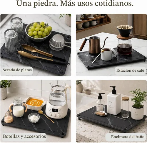 Vista 5 de Golener Tapete de secado de piedra para encimera de cocina, tapete