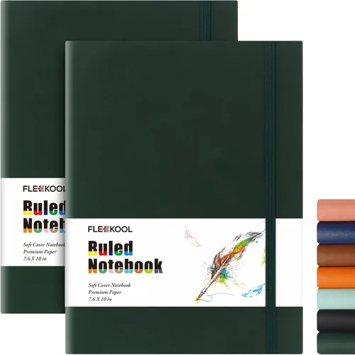 Vista 9 de Diarios de negocios, paquete de 2 cuadernos B5 de rayas universitarias de tapa suave grande con papel rayado grueso de 100gsm, 376 páginas