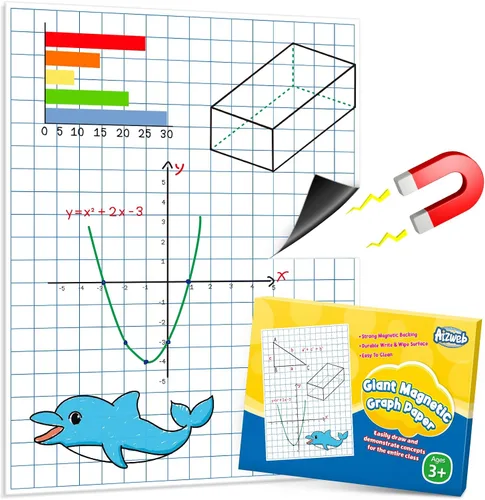 Vista 8 de Aizweb Papel Magnético Gigante para Dibujar y Escribir, Papel de Borrado en Seco con Líneas para Pizarra Blanca, Accesorios para Pizarra, Papel