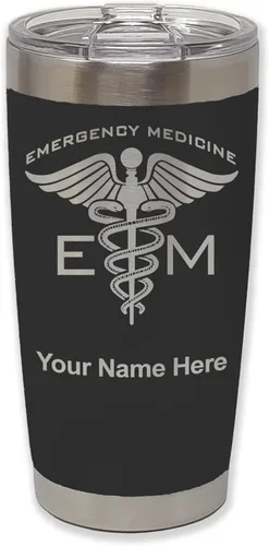 Vista 35 de LaserGram Vaso aislado al vacío de 20 onzas, medicina de emergencia, grabado personalizado incluido (gris) Engraved Gift for Doctors, Vacuum