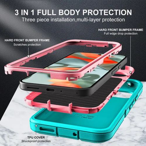 Vista 4 de YKHJKLEC Funda para Google Pixel 10 Pro XL, grado militar 3 en 1, resistente a prueba de golpes, caídas y polvo, con 2 protectores de pantalla