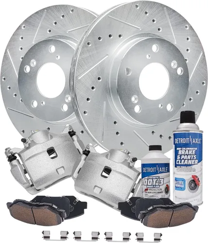 Vista 60 de Detroit Axle - 4 rotores de freno para Chevrolet Cruze 2014 2015 [modelos de motores de gas] Rotores de freno de disco perforados y ranurados