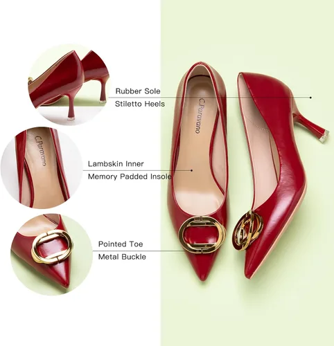 Vista 4 de C.Paravano Zapatos de tacón de aguja para mujer, cómodos zapatos de tacón de aguja, tacones de gatito para mujer, con punta puntiaguda, uso diario