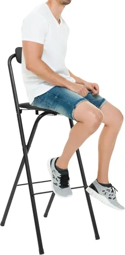 Vista 4 de Silla plegable con respaldo, taburete plegable de 41.3 pulgadas de alto, taburete de bar plegable portátil, asiento de altura de mostrador