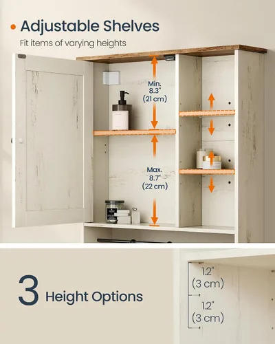Vista 6 de SONGMICS Home Gabinete de pared de baño, montaje rápido Snapsemble
