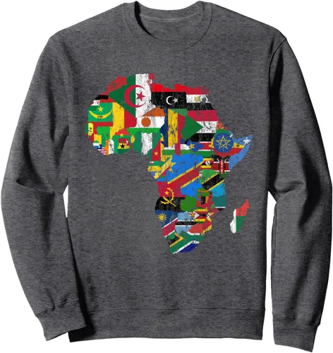 Vista 5 de Banderas africanas, silueta africana, mapa de África, sudadera del orgullo africano, Negro, S