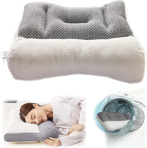 Vista 9 de Almohadas súper ergonómicas – Almohada viscoelástica para el cuello para dormir, soporte ajustable para el cuello y los hombros, almohada adecuada