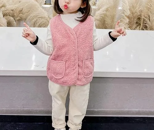 Vista 2 de warmstraw Chaleco de invierno para bebés niños y niñas, con cremallera, lindo chaleco suave