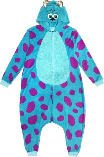 Vista 6 de Disney Monsters Inc - Disfraz de vellón Sherpa Sulley Kigurumi para adultos disfraz de una pieza Azul Patchwork