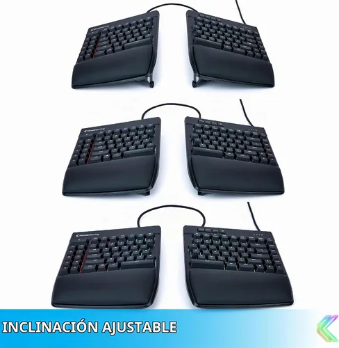 Vista 3 de KINESIS Freestyle Edge RGB Plus Split Teclado mecánico Interruptores lineales Hotswap RGB Ergonómico Soporte de palma desmontable