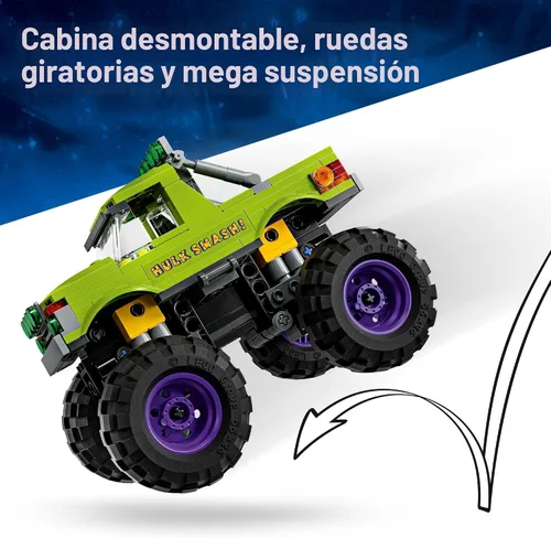 Vista 3 de LEGO Marvel The Hulk Truck vs. Thanos - Juguete de construcción de Monster Truck para niños a partir de 7 años, incluye minifiguras de juguete